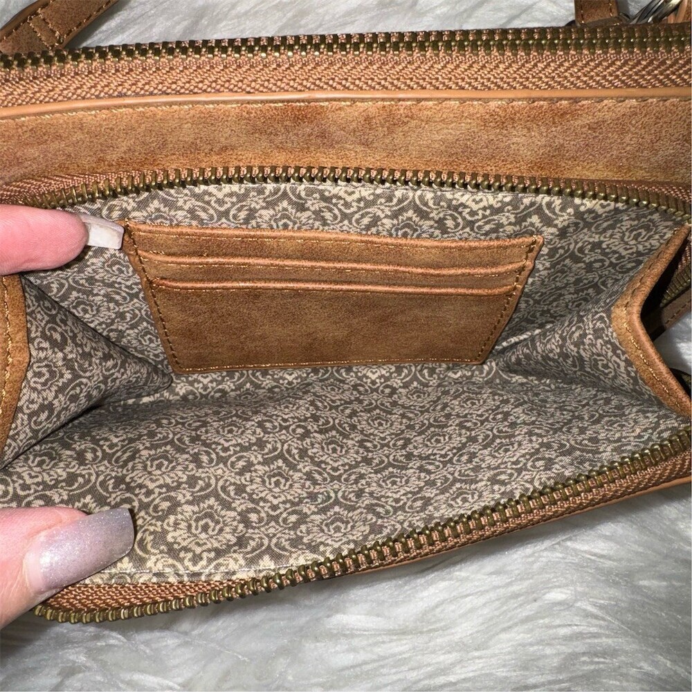 Joy‎ Susan Brushed Crossbody Convertible Wristlet Suede Vegan Leather Brown - Picture 4 of 11